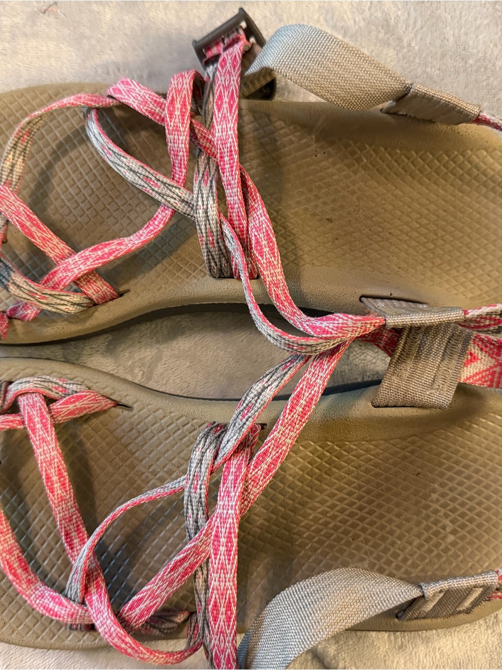 Chaco Women's Pink and Gray Strappy Sandals